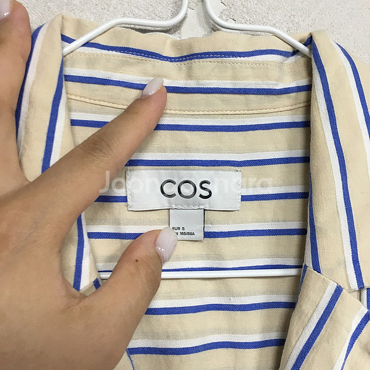 COS 코스 스트라이프 린넨 반팔 셔츠 S / 랑방 마...--3