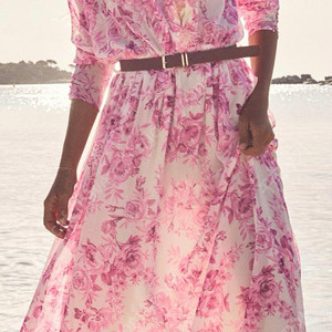 택부착) 자라 플라워 쉬폰 원피스