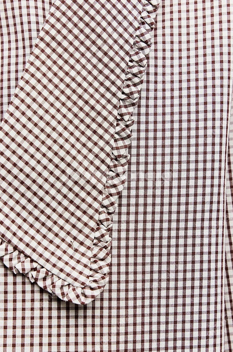 zara 자라 깅엄 체크 피터팬 칼라 셔츠 55900-...--3