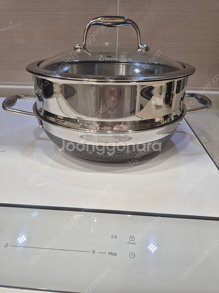 쿡셀 세라믹 24센치 파티웍냄비 찜기 뚜껑세트 미사용새...--0