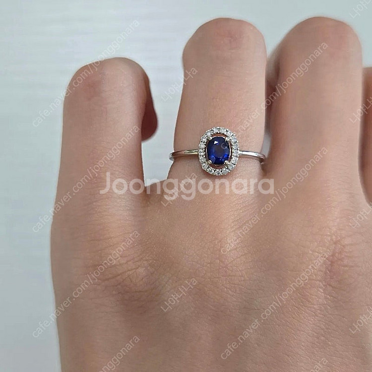 천연 사파이어 다이아몬드 18k 반지--2