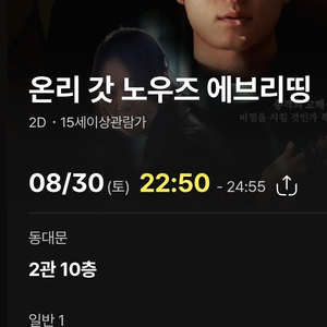 온리 갓 노우즈 에브리띵 동대문 CGV 토 22시 50