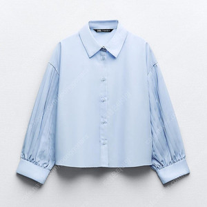 [새상품]ZARA 자라 플리츠 슬리브 셔츠 S 베이비블루 색상 판매해요.