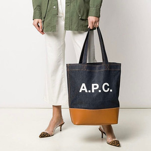 아페쎄 APC 악셀 로고 데님 레더 공용 쇼퍼백 카라멜 / 아페쎄가방