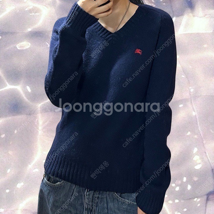 버버리 블루라벨 브이넥 울 니트 네이비 M--0