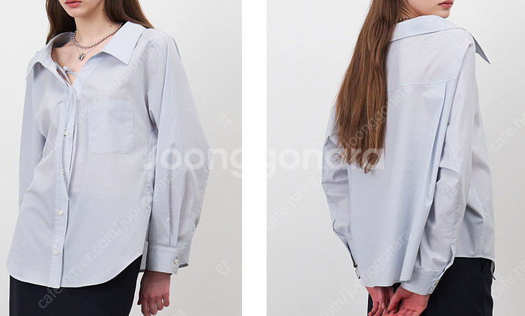 마론에디션 스트링 오버사이즈 셔츠 블루--0