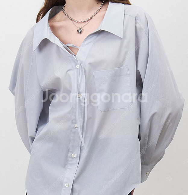 마론에디션 스트링 오버사이즈 셔츠 블루--5