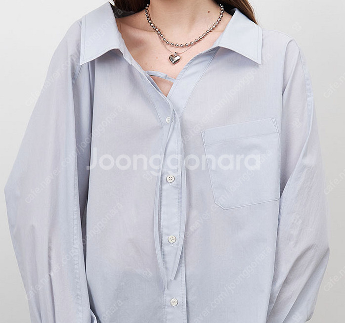 마론에디션 스트링 오버사이즈 셔츠 블루--6