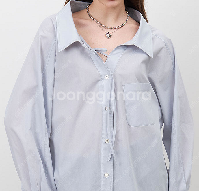 마론에디션 스트링 오버사이즈 셔츠 블루--7