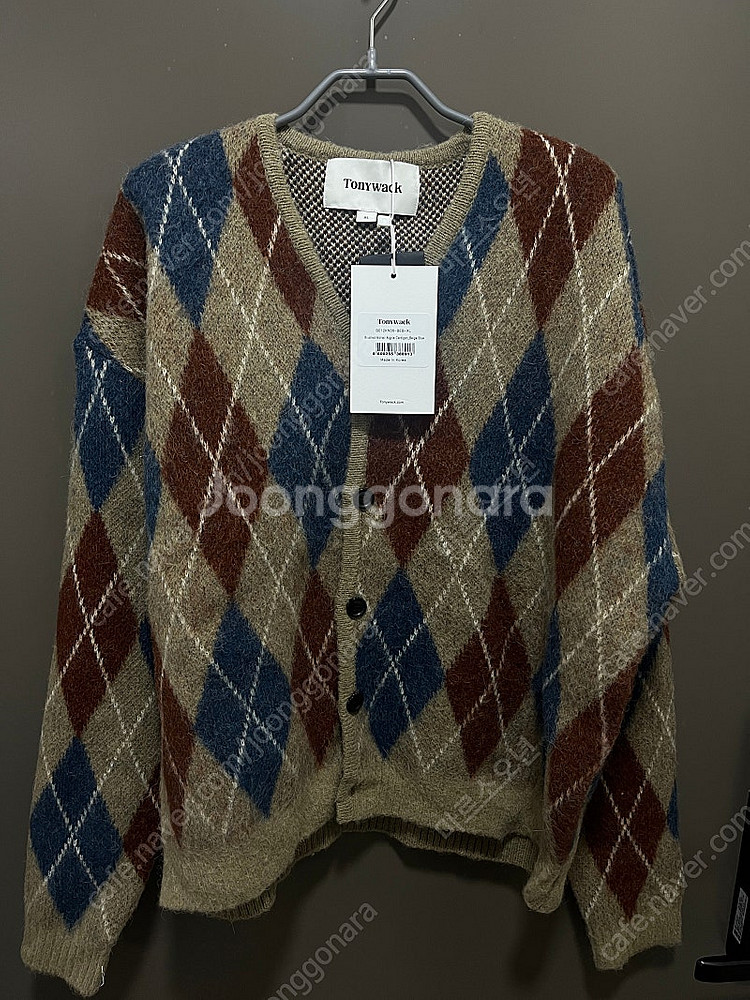 (새상품)토니웩/모헤어 아가일 가디건/XL--1