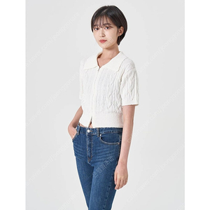 에잇세컨즈 꽈배기 크롭 반팔 가디건
