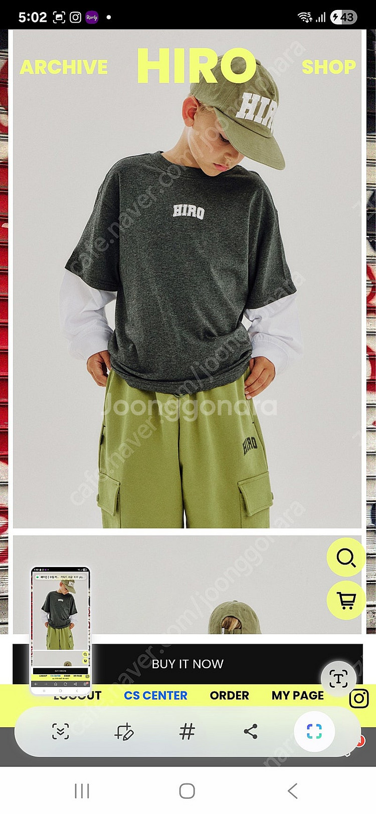 히로 블랭크 레이이더 트셔츠 차콜 140--0