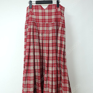 오일릴리 레드 체크 플리츠 롱스커트 (빅사이즈)