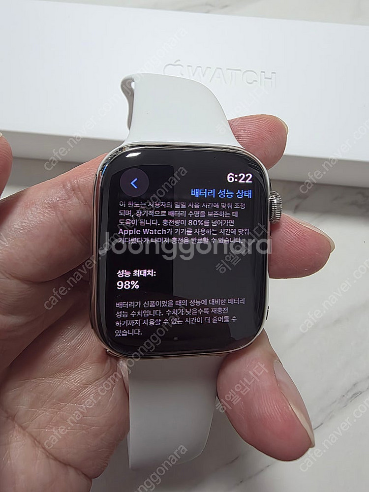 애플워치8 45mm 셀룰러 스테인리스 화이트스포츠밴드 ...--2
