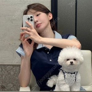 아비에무아 스트라이프 레이어드 폴로 셔츠 네이비 강민경셔츠