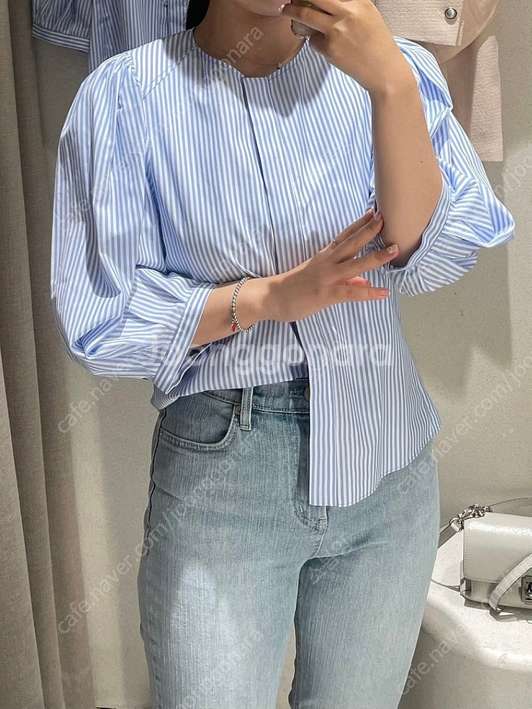 자라 볼륨 퍼프 소매 블라우스--0