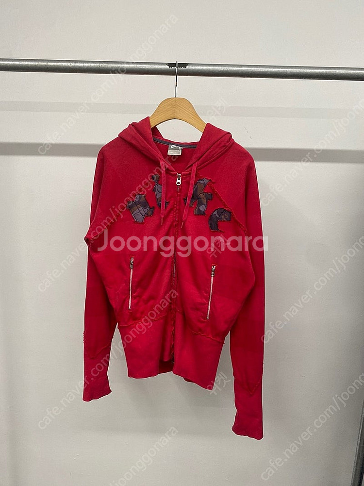 여성용 나이키 00s 빈티지 카모 패치 크롭 집업 후디...--0