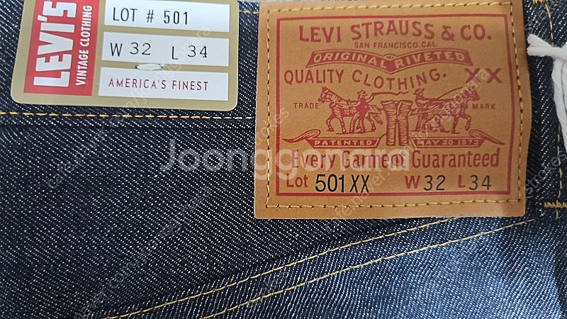 리바이스 LVC 1947 501 리지드 W32L34 사...--3