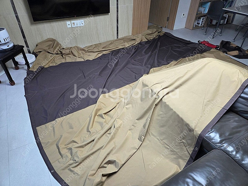 홀리데이 렉타 타프 블랙코팅 500D 카키색, 사각폴대...--8