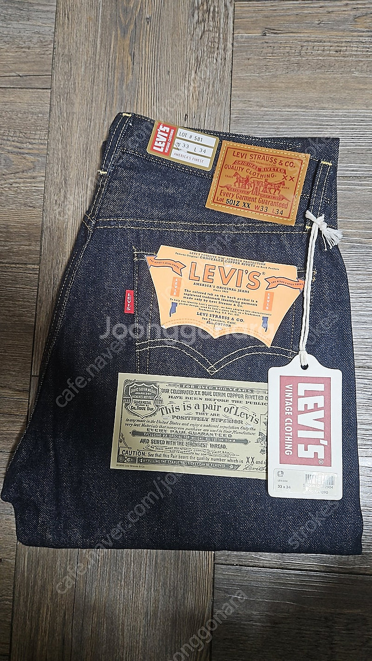 리바이스 LVC 1954 501 리지드 W33L34 사...--0