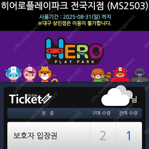 히어로파크 보호자입장권 1매