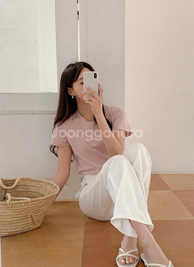 [새상품] 렌느 클린 데일리 코튼 반팔 티셔츠 핑크 판...--8
