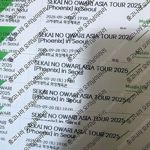 [직거래]세카이노오와리 콘서트 토요일 9/20 연석 단석 플로어 지정석