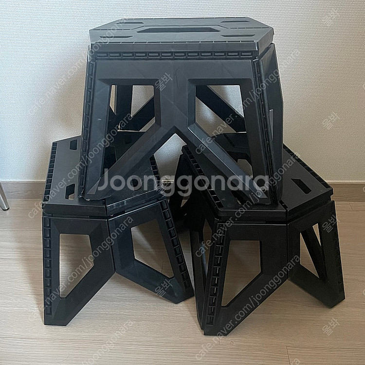 [캠핑 스툴] 블랙 3개 원터치 접이식 폴딩 경량 받침...--0