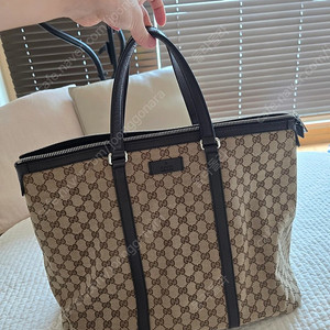 정품 구찌 슈프림 캔버스 빅 지퍼 토트백 449170