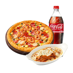 피자헛 씨푸드킹 치즈크러스트L+리치치즈파스타+콜라1.25L