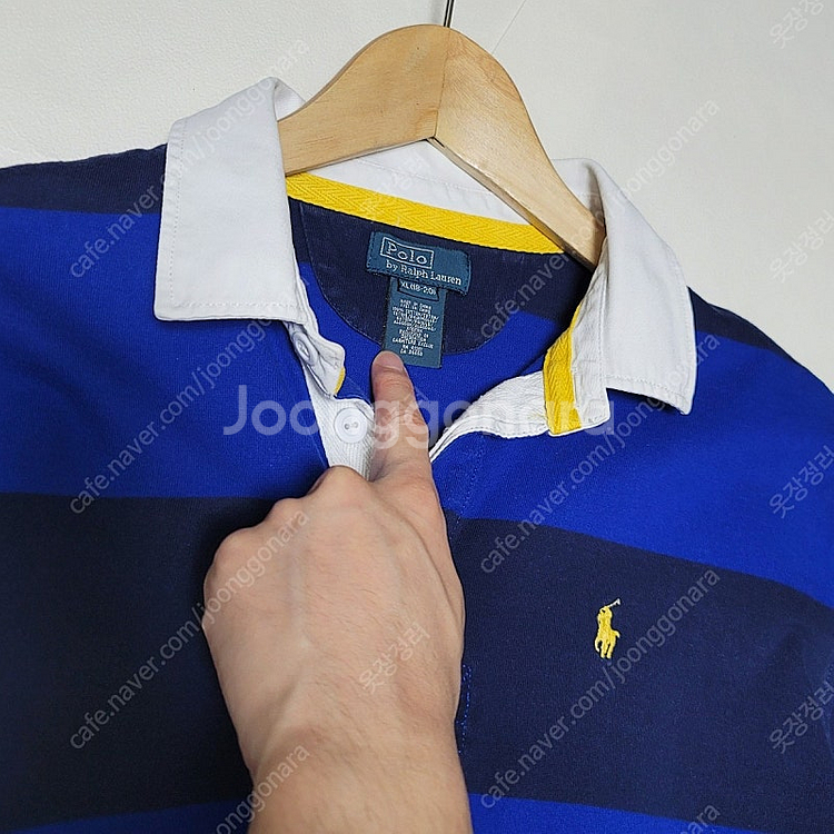 M 폴로 럭비 긴팔 피케셔츠 블루네이비 스트라이프 긴팔...--5