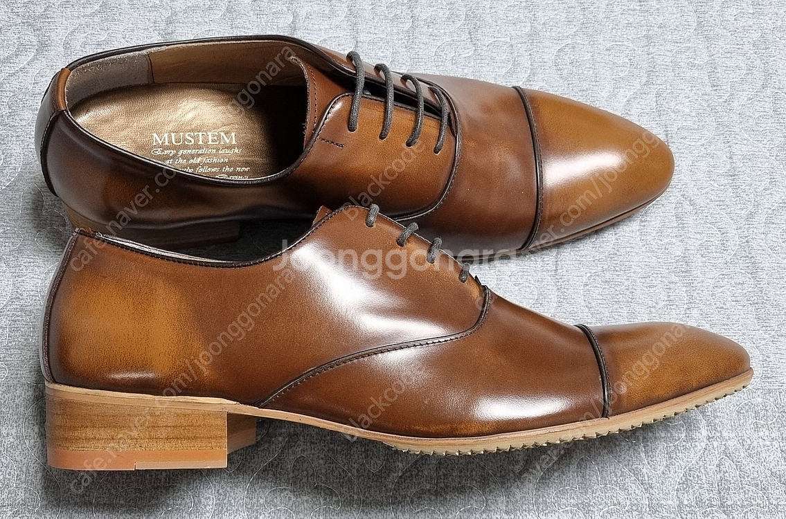 새상품 남자 구두 수제화 Moon's 옥스포드 캡토 라이트브라운 남성 265mm 택포 85,000원--1