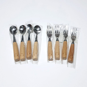 [새제품] 일본 나가오 원목 스마일 티스푼 4p세트