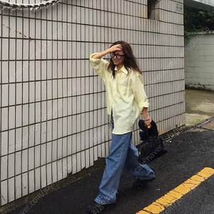 [새상품]유니제이 린넨 셔츠 라임