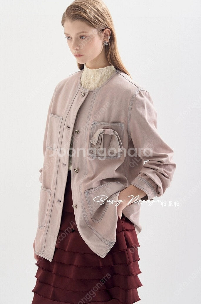 랑방 데님 라운드넥 자켓--4