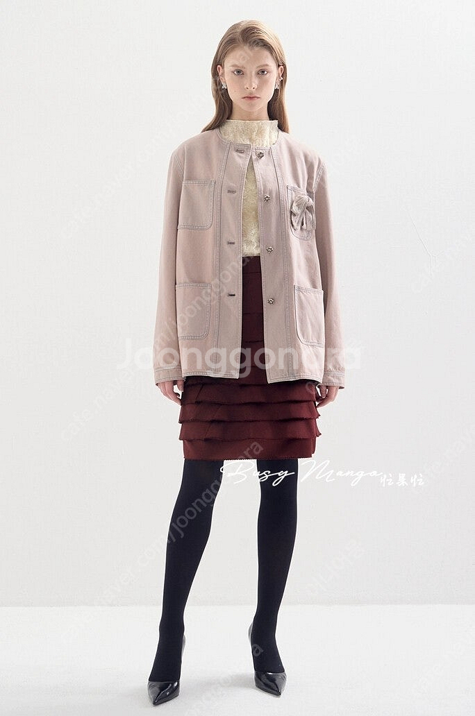 랑방 데님 라운드넥 자켓--5