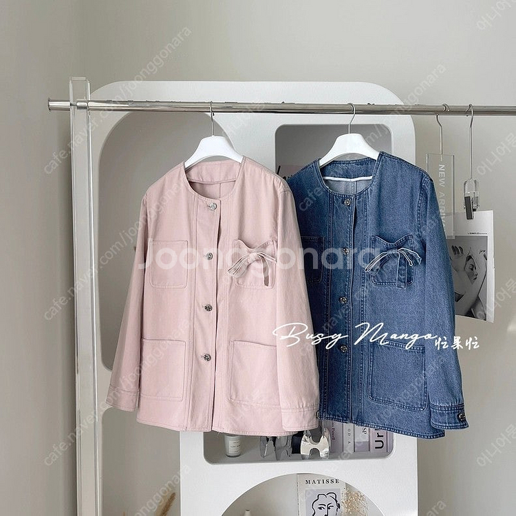 랑방 데님 라운드넥 자켓--7