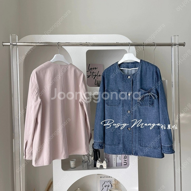 랑방 데님 라운드넥 자켓--8