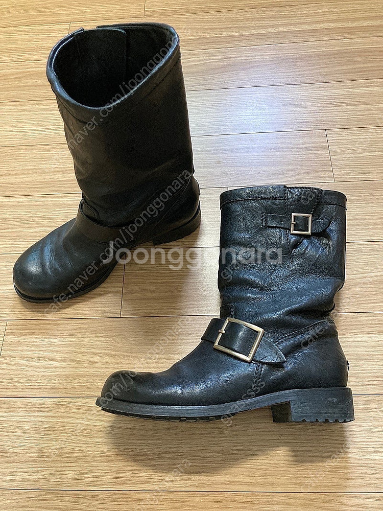 지미추 블랙 가죽 부츠 235--2