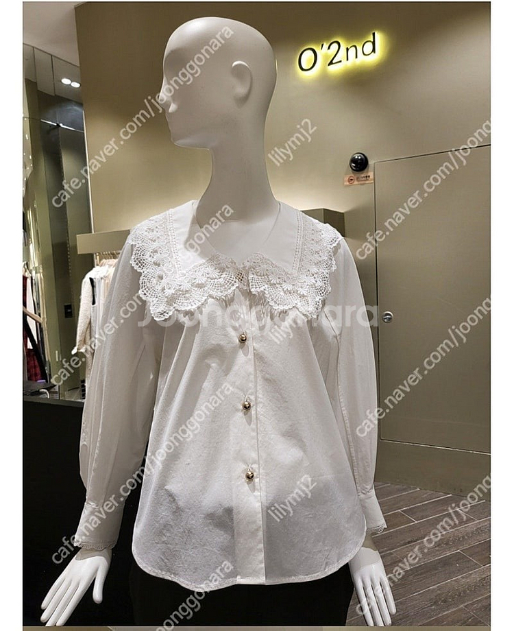 오즈세컨 레이스카라 셔츠 블라우스--0