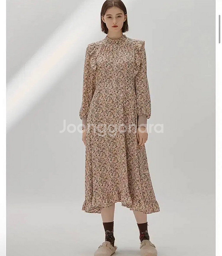 써스데이아일랜드 플라워 니트 소매 패턴 원피스 S--0