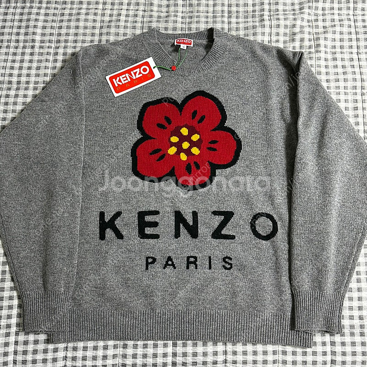 (M) Kenzo 겐조 보케 플라워 울 니트 그레이--0