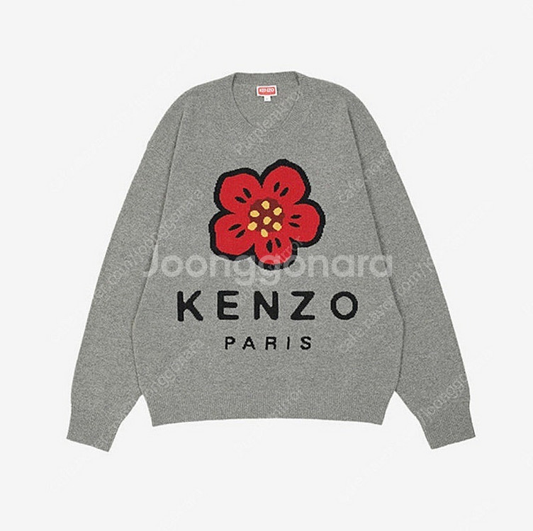 (M) Kenzo 겐조 보케 플라워 울 니트 그레이--5