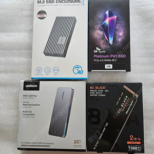 SK 하이닉스 Platinum P41 M.2 NVMe 2TB SSD+오리코 ORICO M234C3-U4 외장케이스,WD BLACK SN850X M.2 NVMe 2TB SSD+유그린