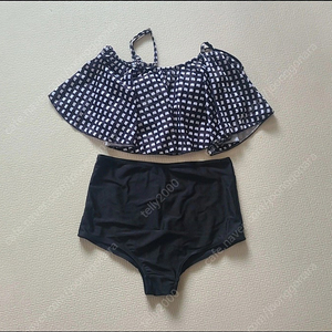 도트 투피스 모노키니 수영복