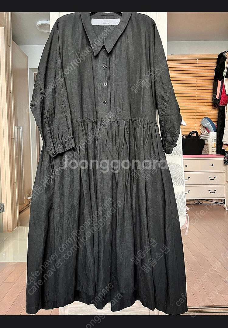 트래블리 에콜 린넨 100% 블랙 원피스. 한섬 마인 ...--0