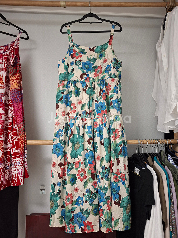 아사 면 끈나시 캉캉 원피스 바캉스 휴양지룩--1