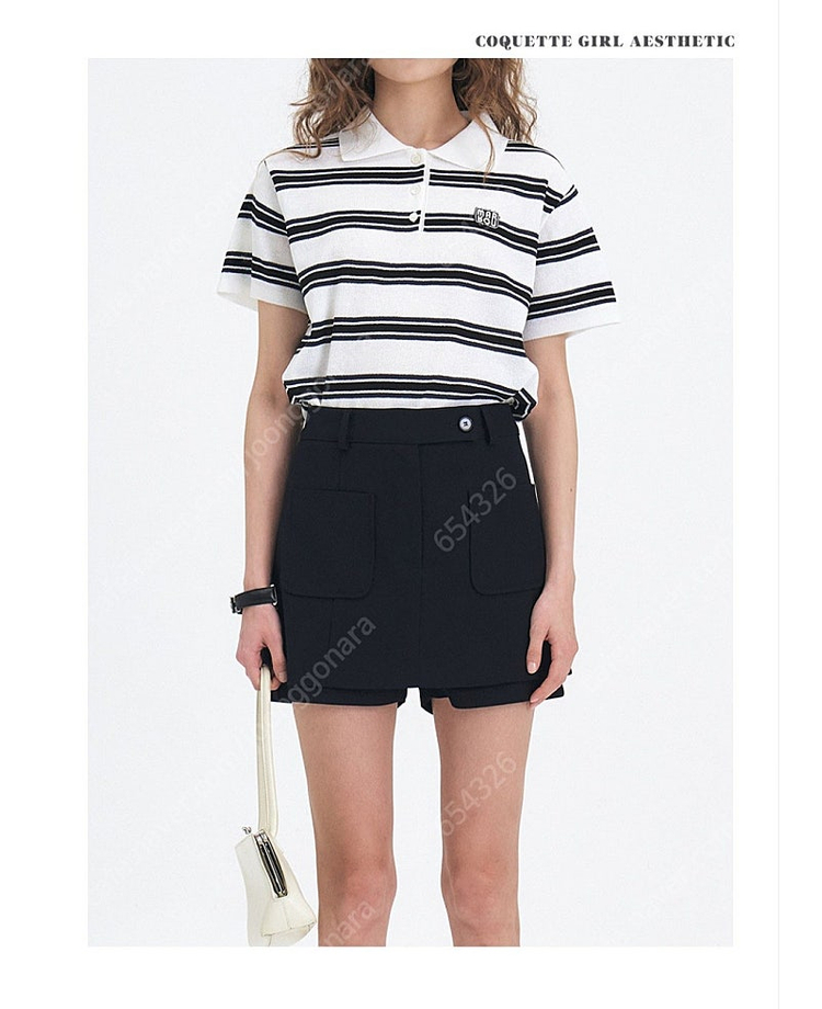 [새 제품]마론에디션 화이트 스트라이프 폴로 니트 이미지