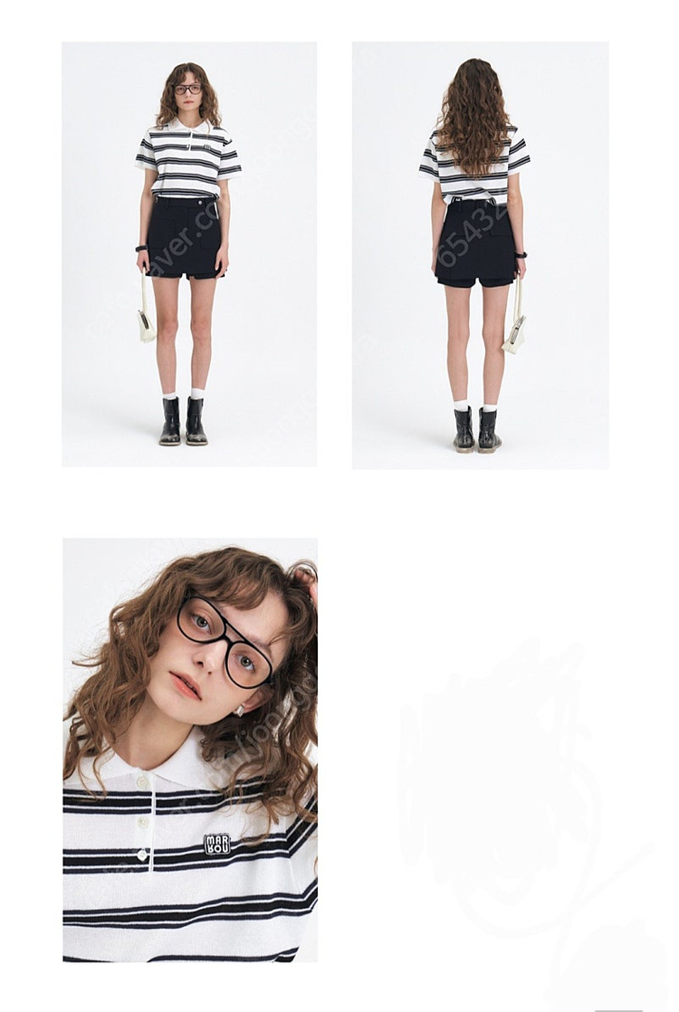 [새 제품]마론에디션 화이트 스트라이프 폴로 니트 이미지