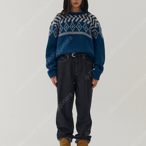 (새상품) 시엔느 노엘 자카드 니트 블루